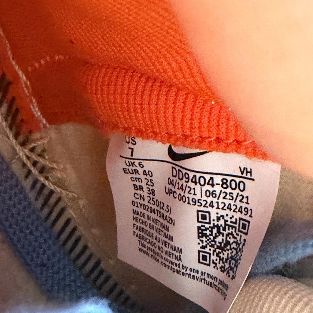 Size 7 Nike Dunk  High 1985 SP Safety Orange Acid Wash Mens Shoes DD9404-800 - Picture 7 of 9